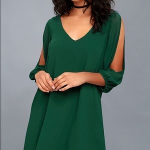 LuLu’s Shifting Dears Army Green Long Sleeve Dress